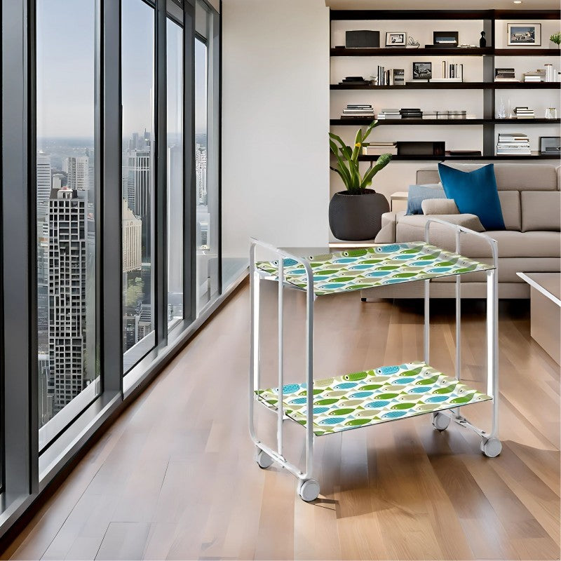 Desserte pliante 2 niveaux avec roulettes – structure gris aluminium, bauhaus Don Hierro - Mathon - 3