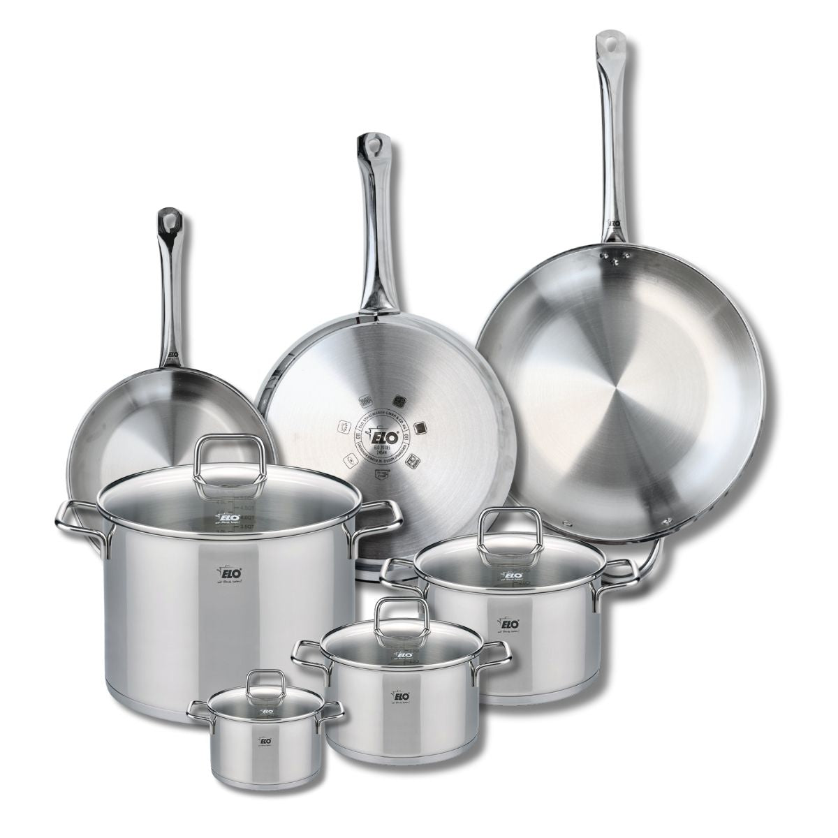 Ensemble de 3 Poêles de cuisson 24, 28 et 32 cm et 4 faitouts 12, 16, 20 et 26 cm  Profi Citrin Elo - Mathon - 1
