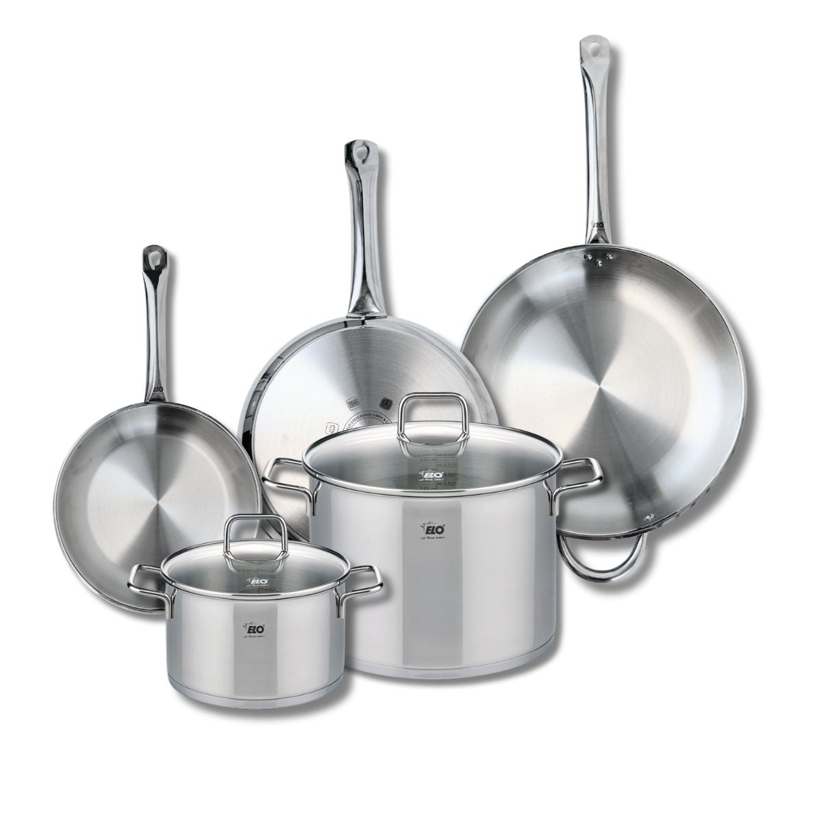 Ensemble de 3 Poêles de cuisson 24, 28 et 32 cm et 2 faitouts 20 et 26 cm  Profi Citrin Elo - Mathon - 1