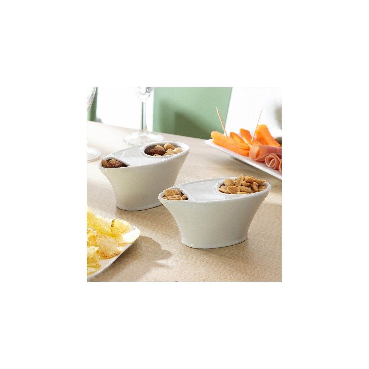 Distributeur de cacahuetes en porcelaine - Lot de 2 Astuceo - Mathon - 2