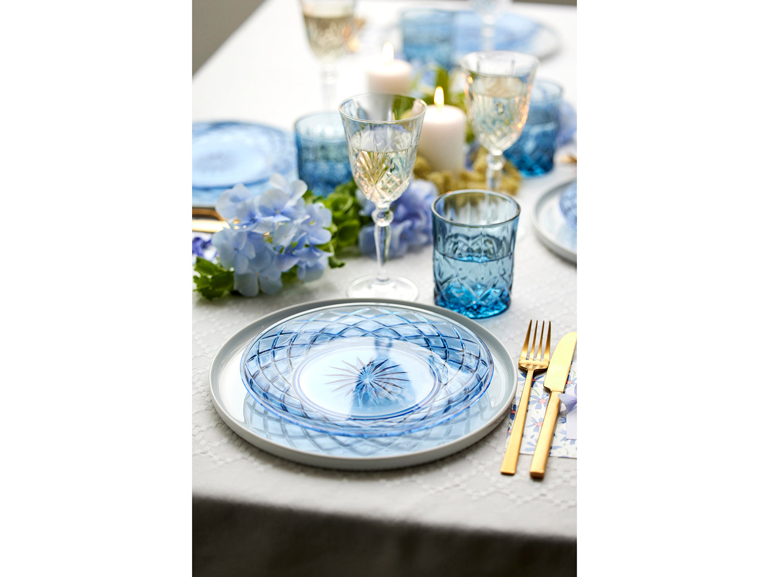 Set de 4 assiette SORRENTO en verre Bleu Lyngby Glas - Mathon - 8