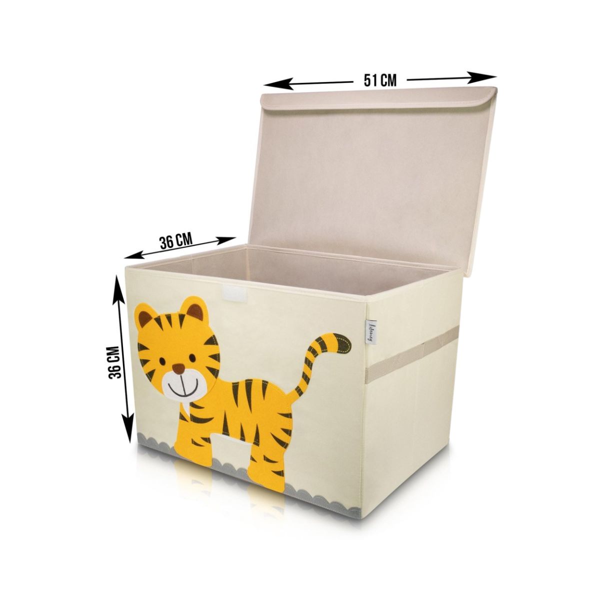 Boîte de rangement en tissu pour enfant grand modèle "Tigre" avec couvercle Lifeney Fackelmann - Mathon - 3
