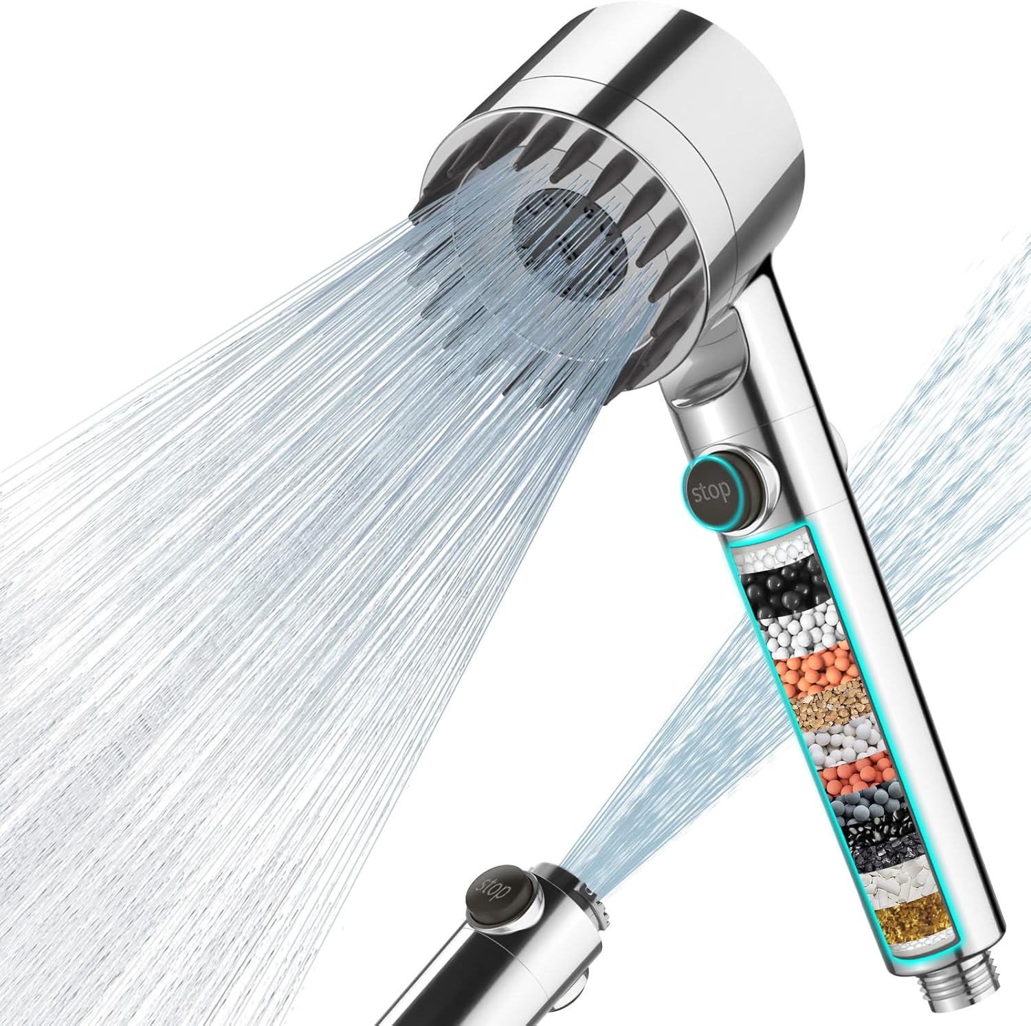 Pommeau de douche chrome argent 4 jets haute pression Vendos85 - Mathon