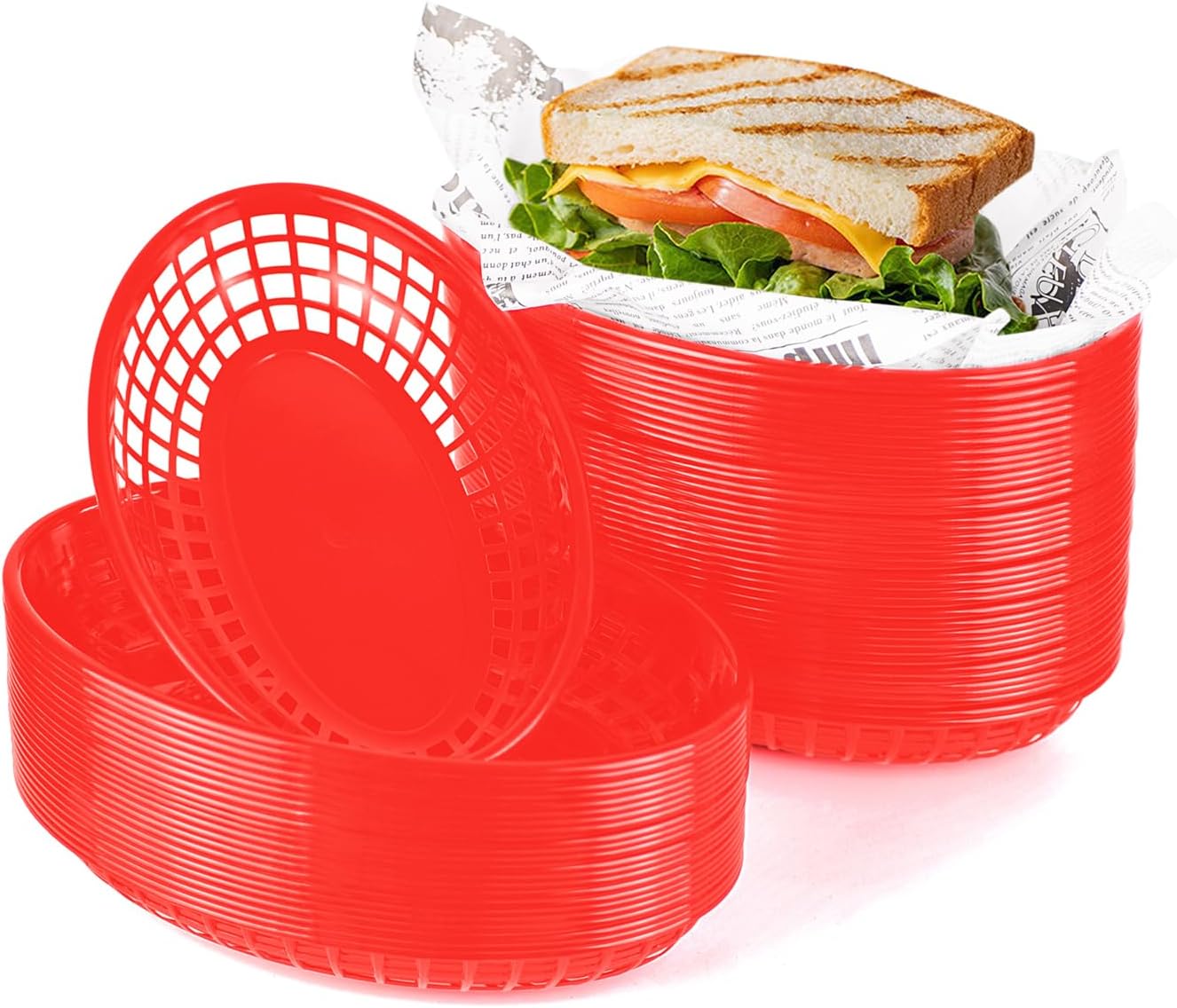 60 Paniers Alimentaires en Plastique Réutilisables rouge Vendos85 - Mathon