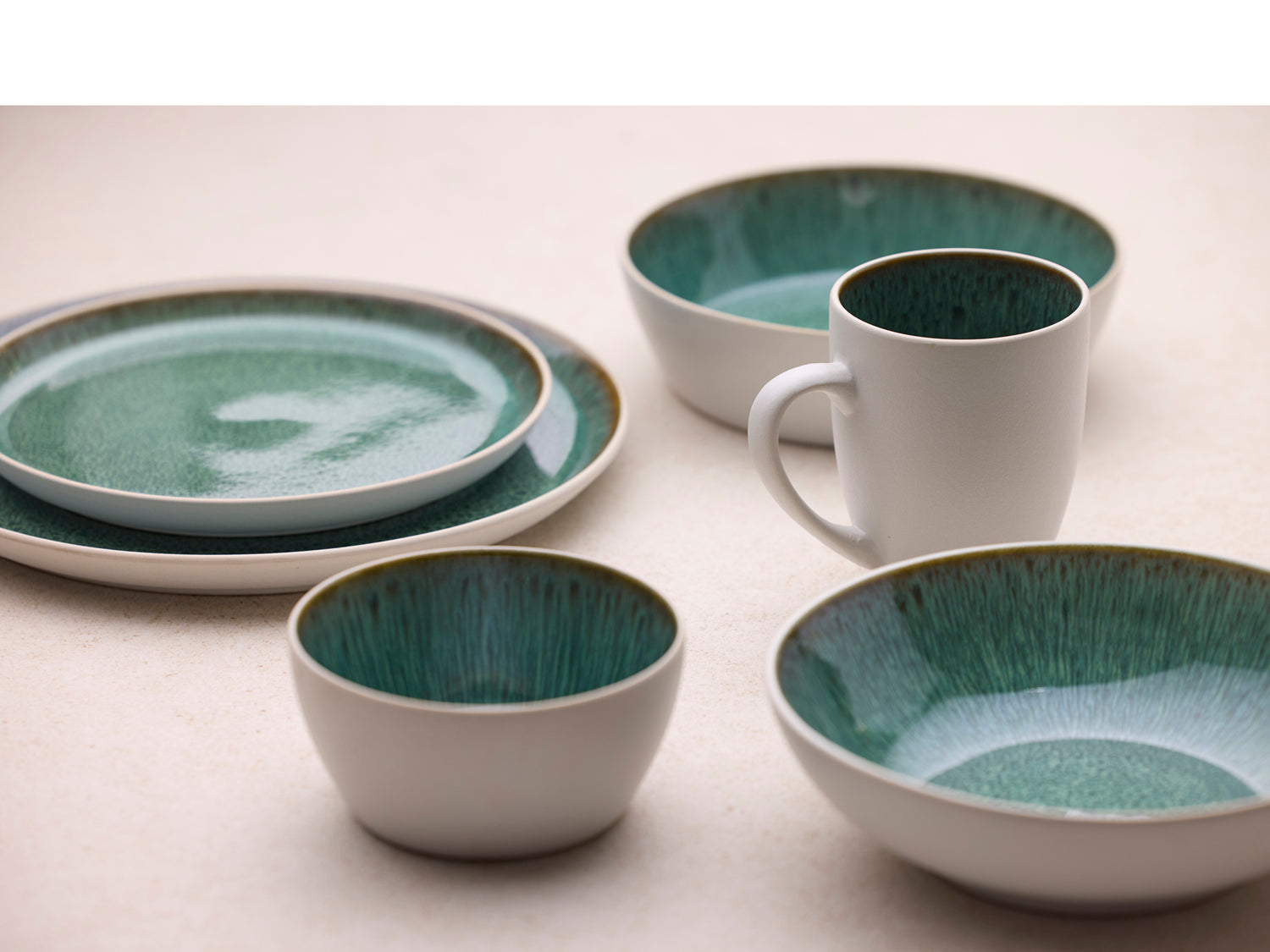 Mug Gastro en Grès Blanc/Vert Bitz - Mathon - 7