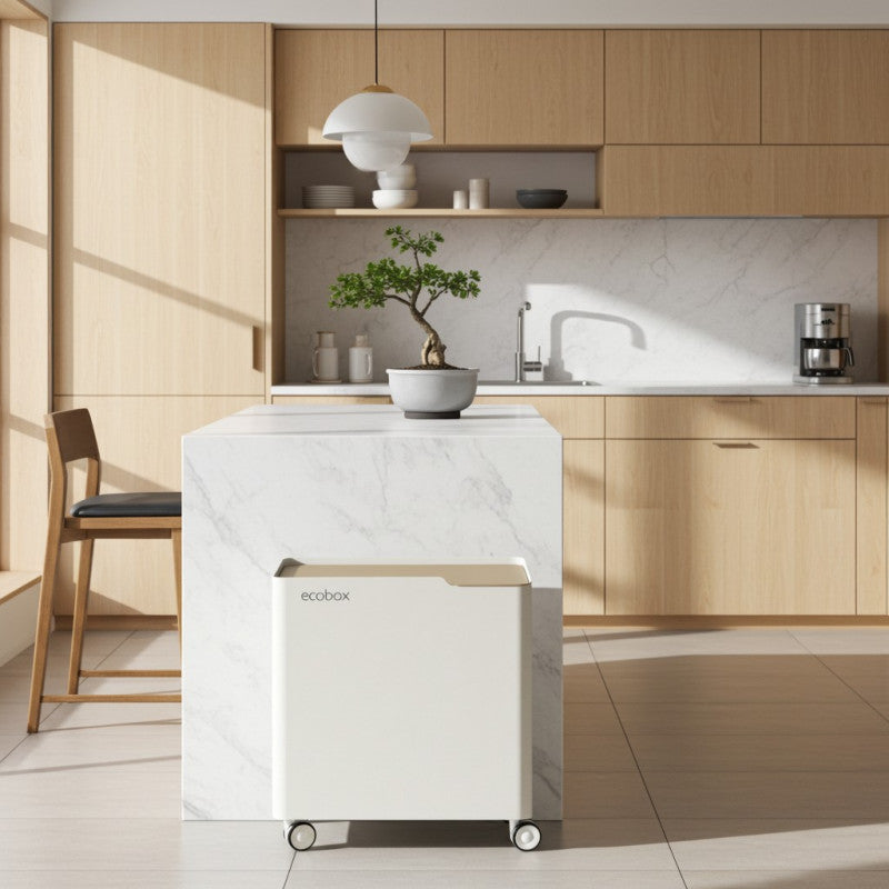 Poubelle design tri sélectif, fermeture douce, 60 litres, ECOBOX, Blanc-Sable Don Hierro - Mathon - 2