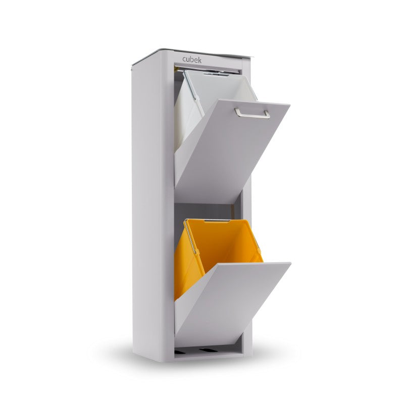 Poubelle cuisine de tri sélectif CUBEK, 2 compartiments de 20 litres, Gris Don Hierro - Mathon - 4