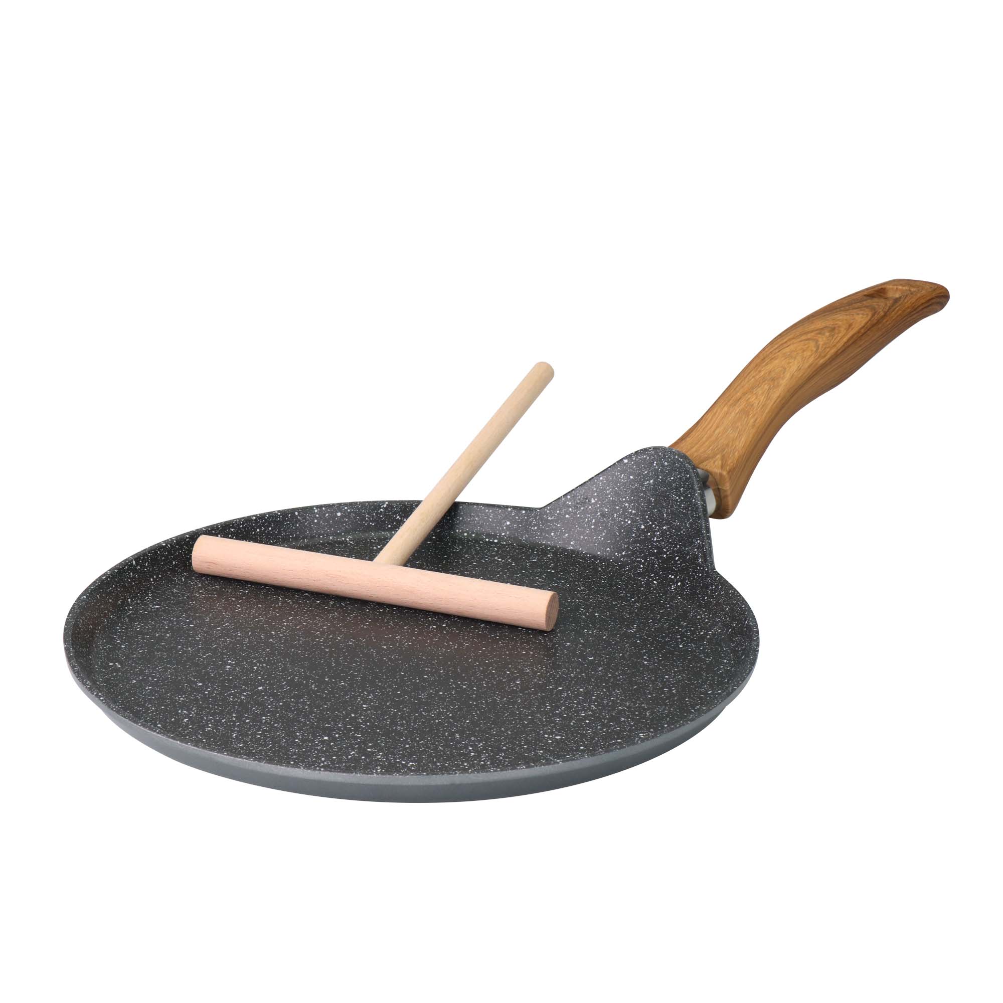 Back to Nature Poêle à crêpes 25 cm, avec râteau à crêpes Stoneline - Mathon - 1