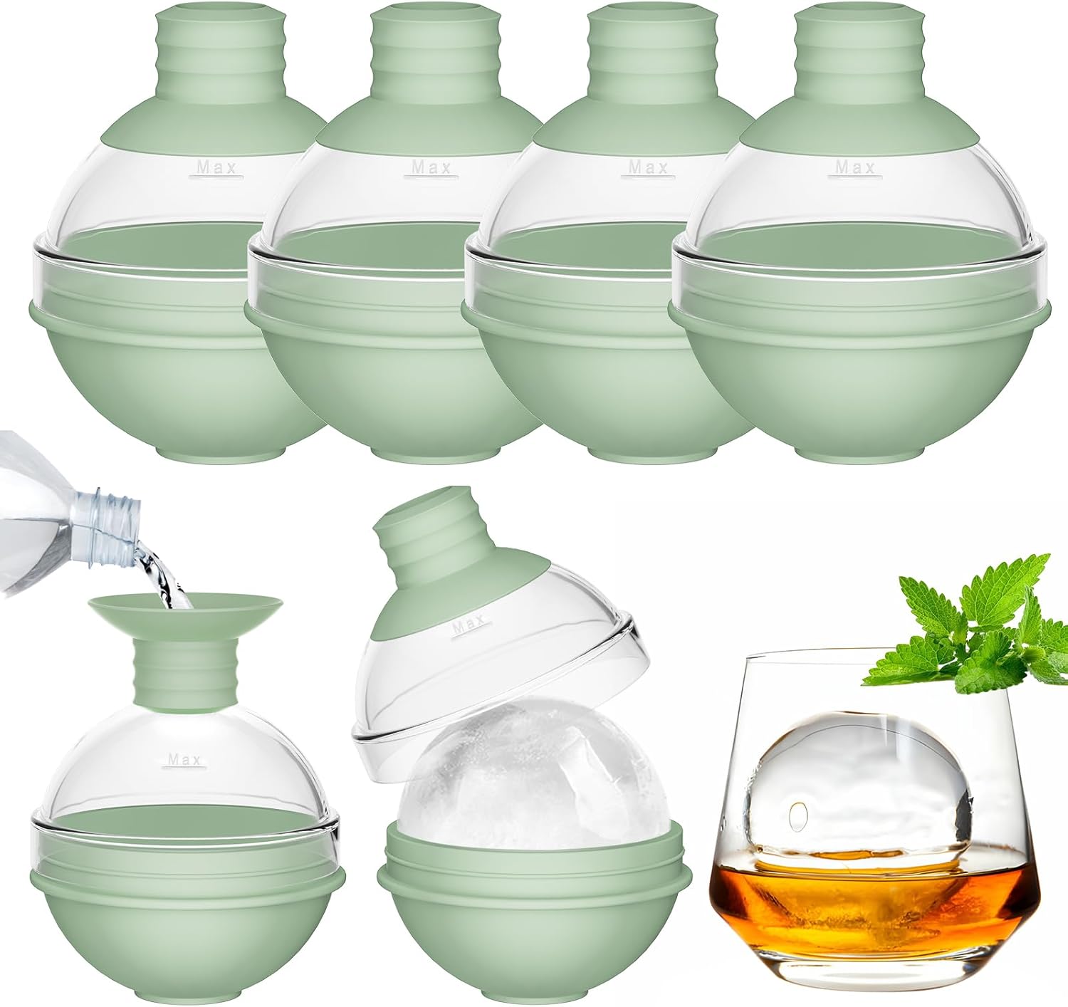 Moule à Glaçons Ronds Vert XXL Silicone 2,5" Vendos85 - Mathon