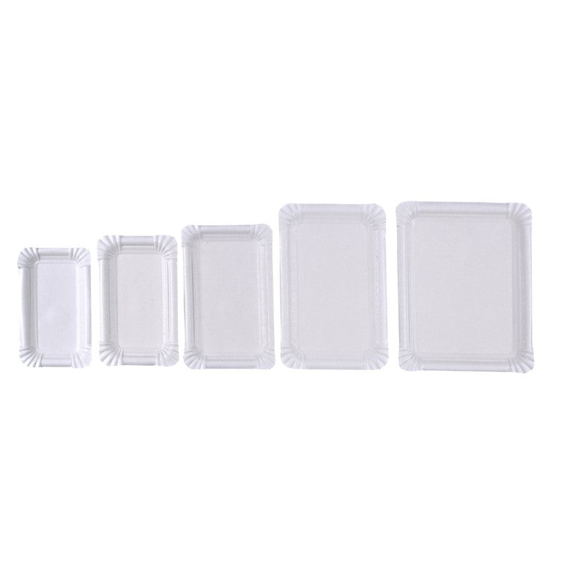 250Pcs - Assiette rectangulaire en carton vierge blanc 225gsm 200x165mm FirstPack - Mathon - 2