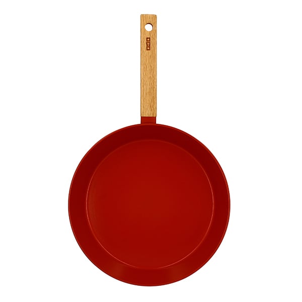 Poêle Ector induction aluminium revêtu manche en bois 28 cm rouge Ogo - Mathon - 2