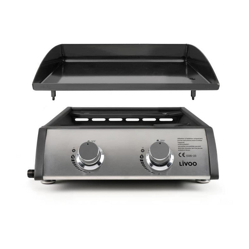 Plancha A Gaz - Livoo - Doc296 - 2 Bruleurs - Gris Livoo - Mathon - 2