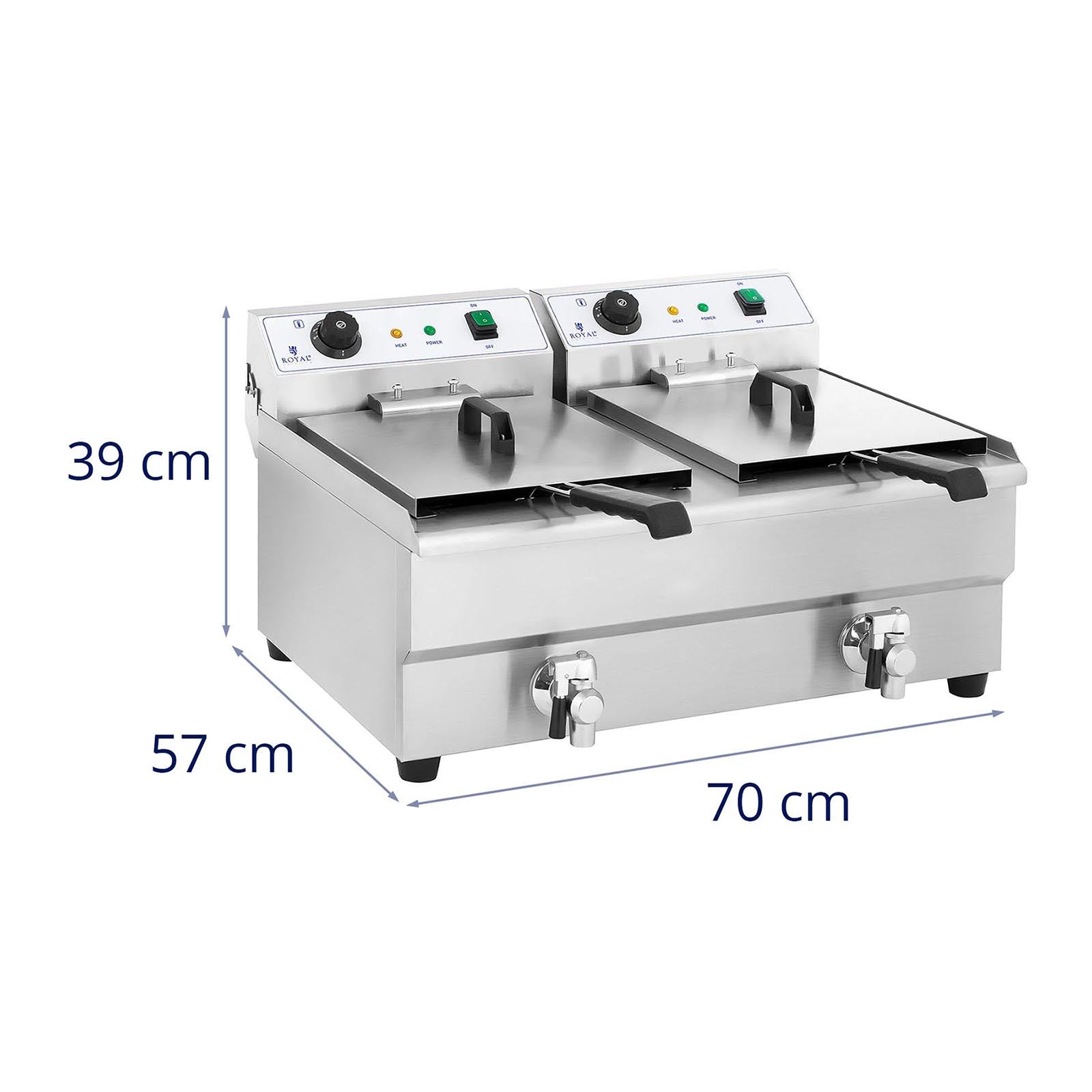 Friteuse électrique de restaurant double professionnelle 2 x 3 200 watts 2 x 16 litres au total 2 x 12 litres d