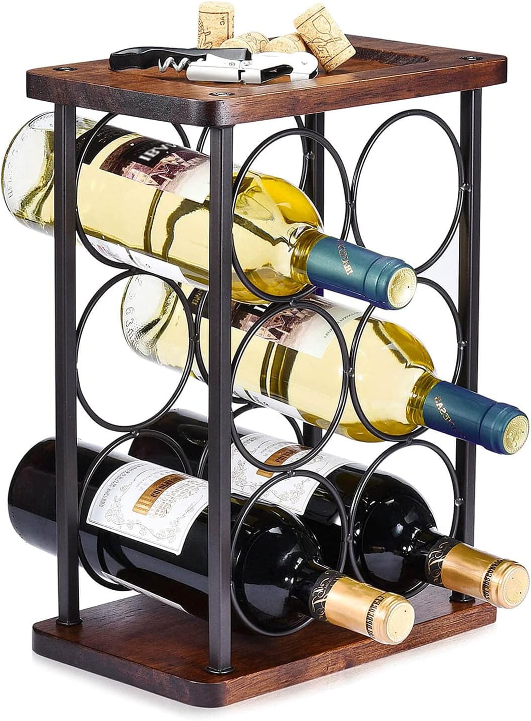 Porte-bouteilles en bois et acier pour comptoir – 6 bouteilles Vendos85 - Mathon