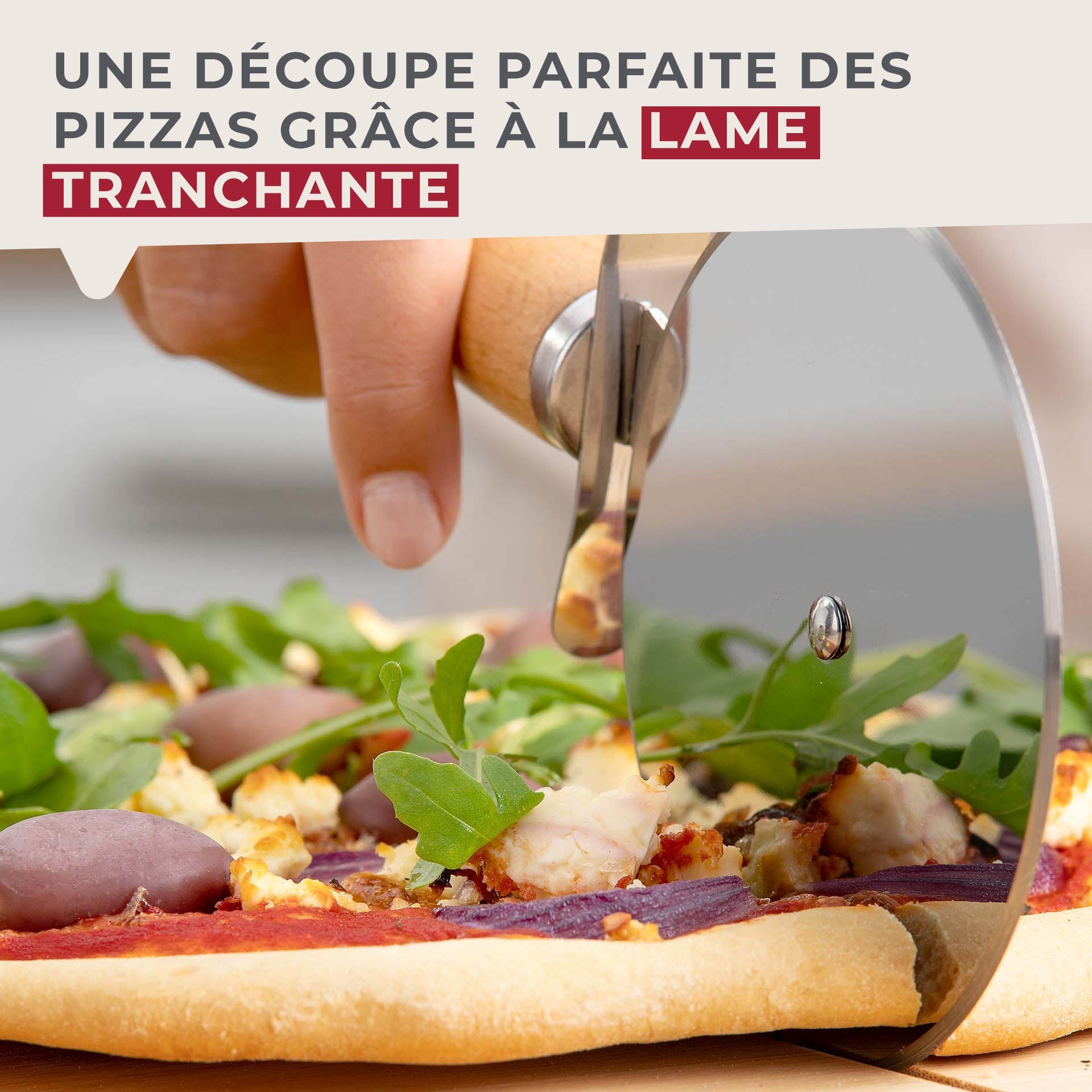 Roulette à pizza géante manche en bois 23 cm  Pizza & Pasta Fackelmann - Mathon - 4