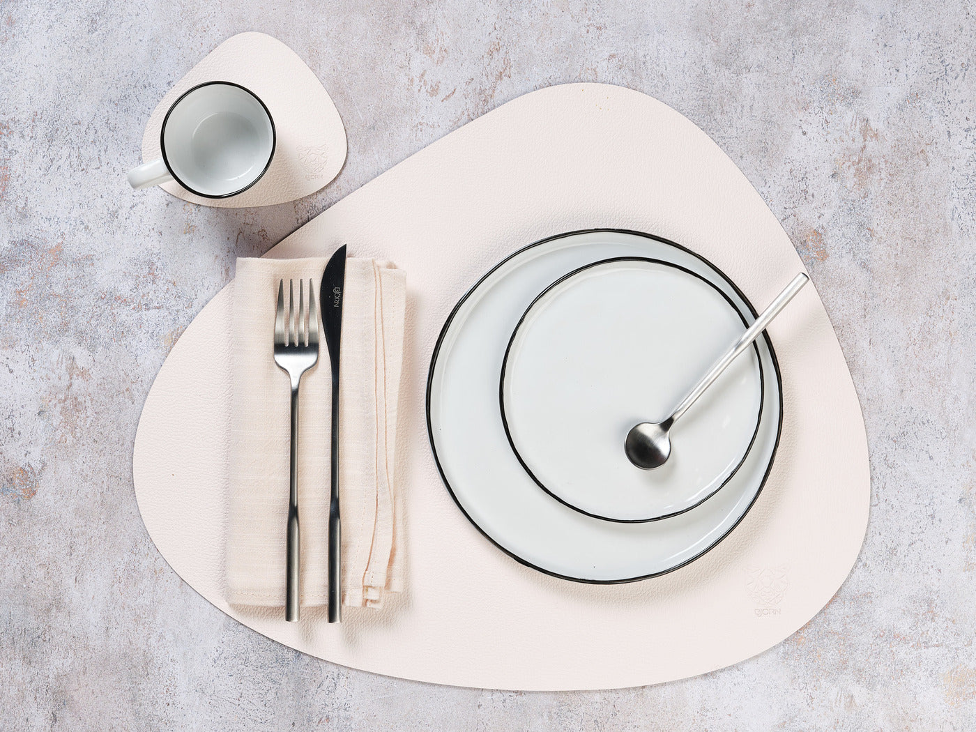 Serviette de table - 6 pièces - Lin et coton blanc crème Björn - Mathon - 6