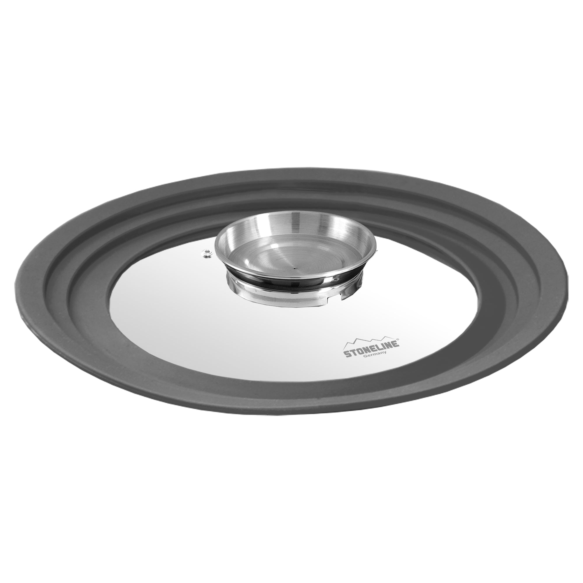 Couvercle en verre arômatiseur multi-fonctions avec rebord en silicone, pour 24/26/28 cm Stoneline - Mathon - 1