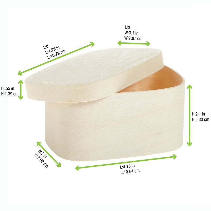 10Pcs - Boite bois rectangulaire avec couvercle  110x80x55mm 240ml FirstPack - Mathon - 3