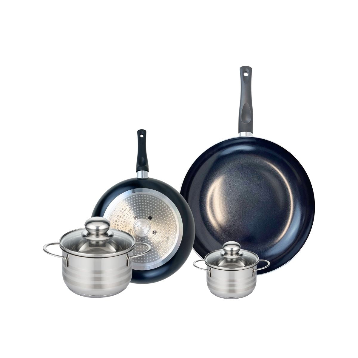 Ensemble de 2 Poêles de cuisson 24 et 32 cm et 2 faitouts 12 et 16 cm  Prima Brillant Elo - Mathon - 1