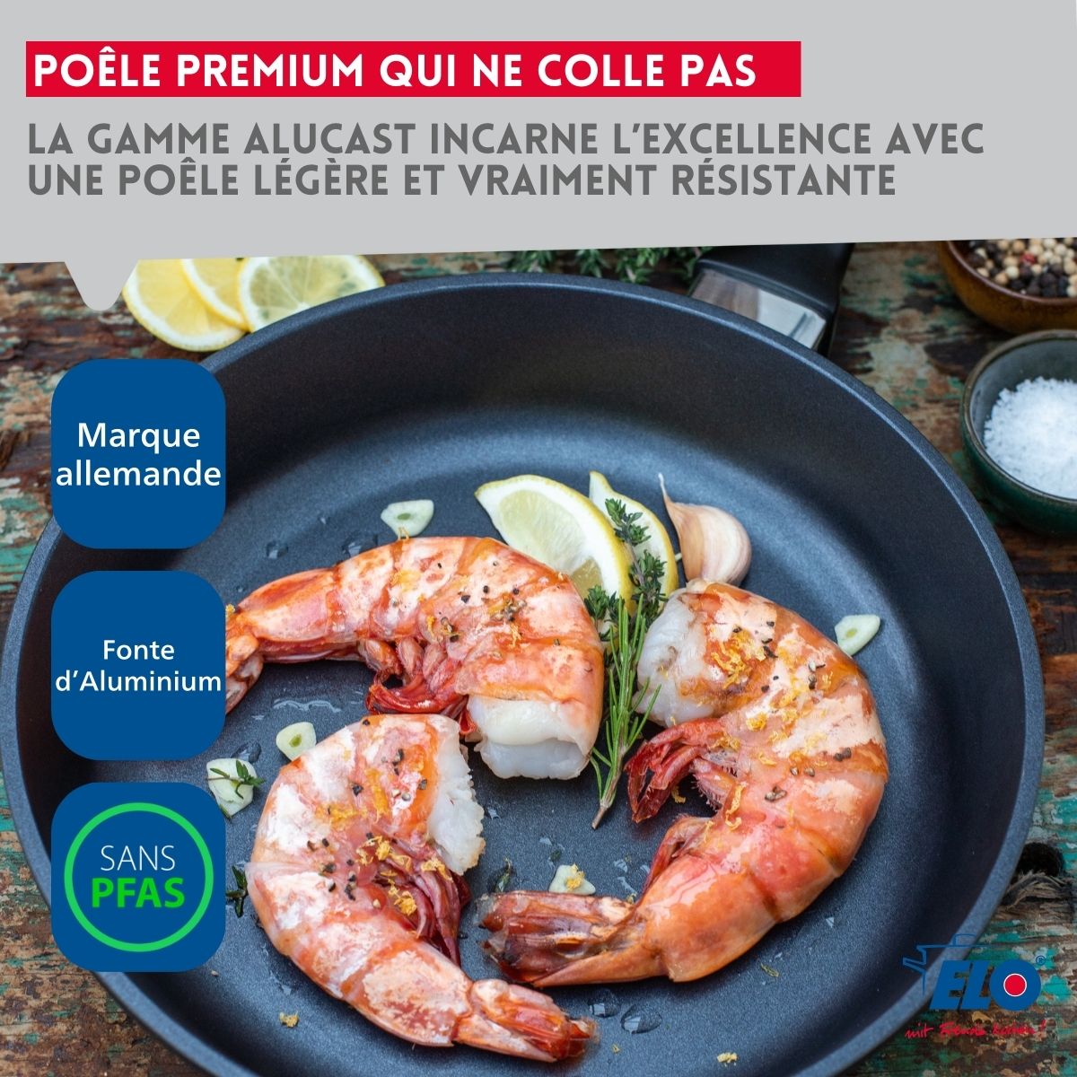 Poêle à frire 20 cm et couvercle sans PFAS  Alucast Elo - Mathon - 4