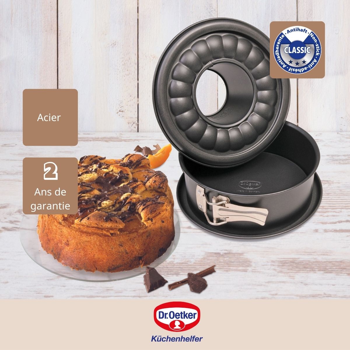 Ensemble de 2 Moules à manqué et à savarin à charnière acier 18 cm Dr. Oetker Tradition Dr. Oetker - Mathon - 4