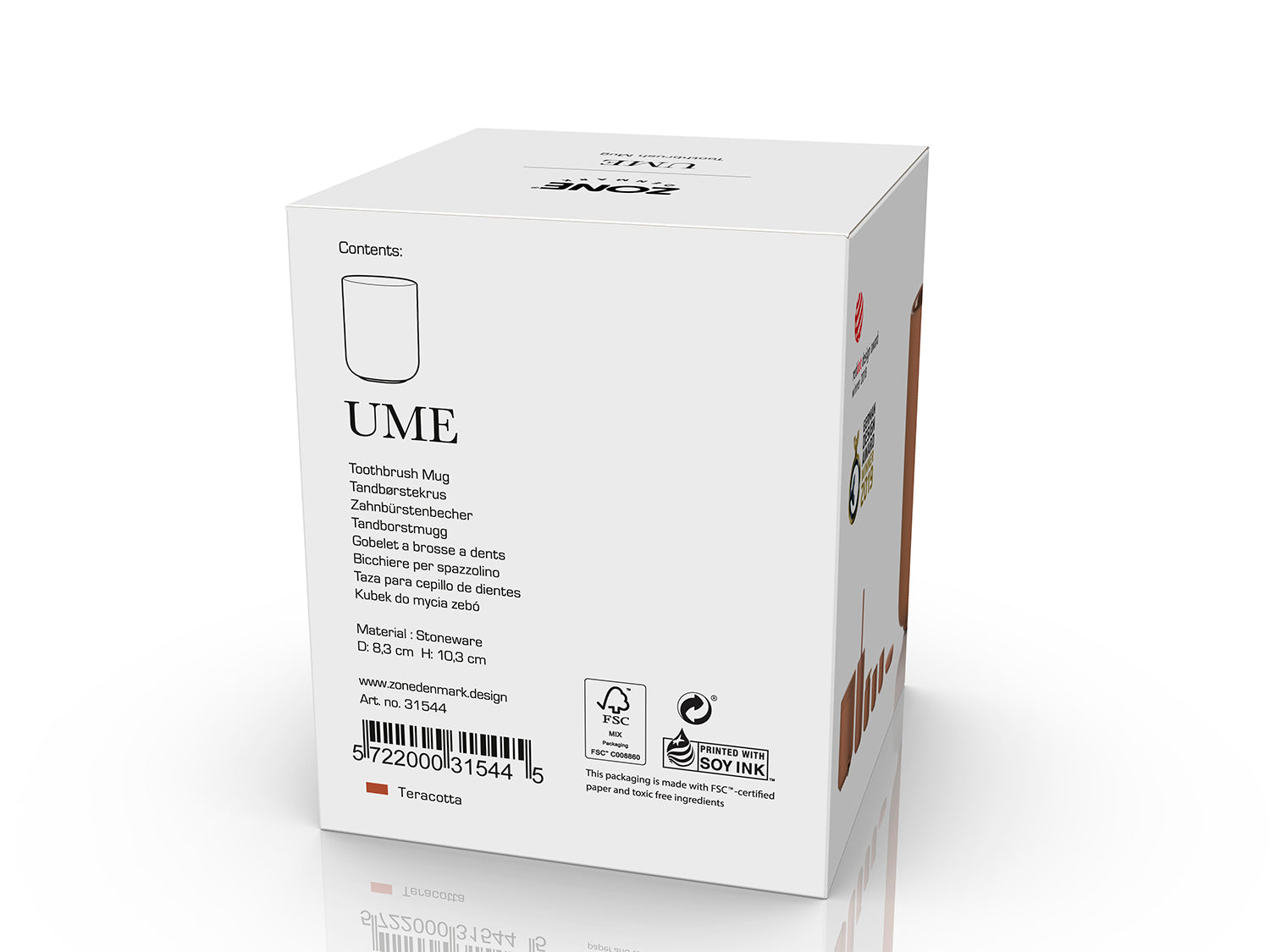 Gobelet pour brosse à dents UME en grès Ocre brun Zone Denmark - Mathon - 3