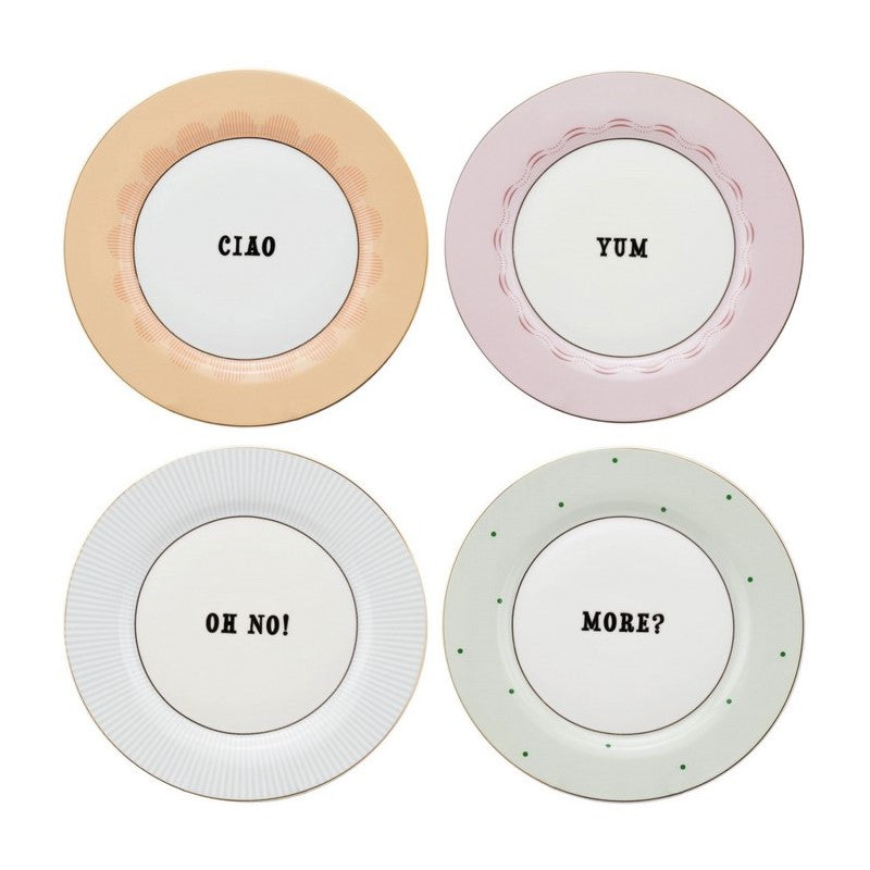 Coffret 4 assiettes plate 20cm - Slogan Yvonne Ellen - Mathon - 5