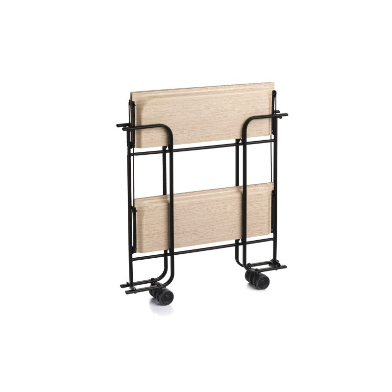Desserte pliante 2 niveaux avec roulettes – structure noire, bauhaus Don Hierro - Mathon - 4