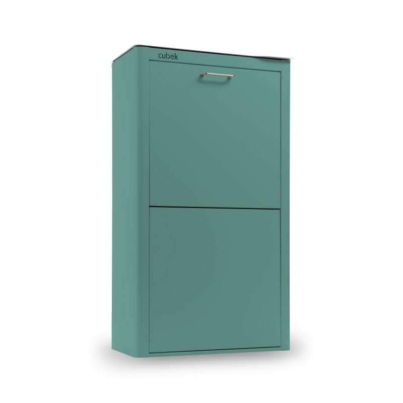 Poubelle cuisine de tri sélectif CUBEK, 4 compartiments de 20 litres, Turquoise Don Hierro - Mathon - 1