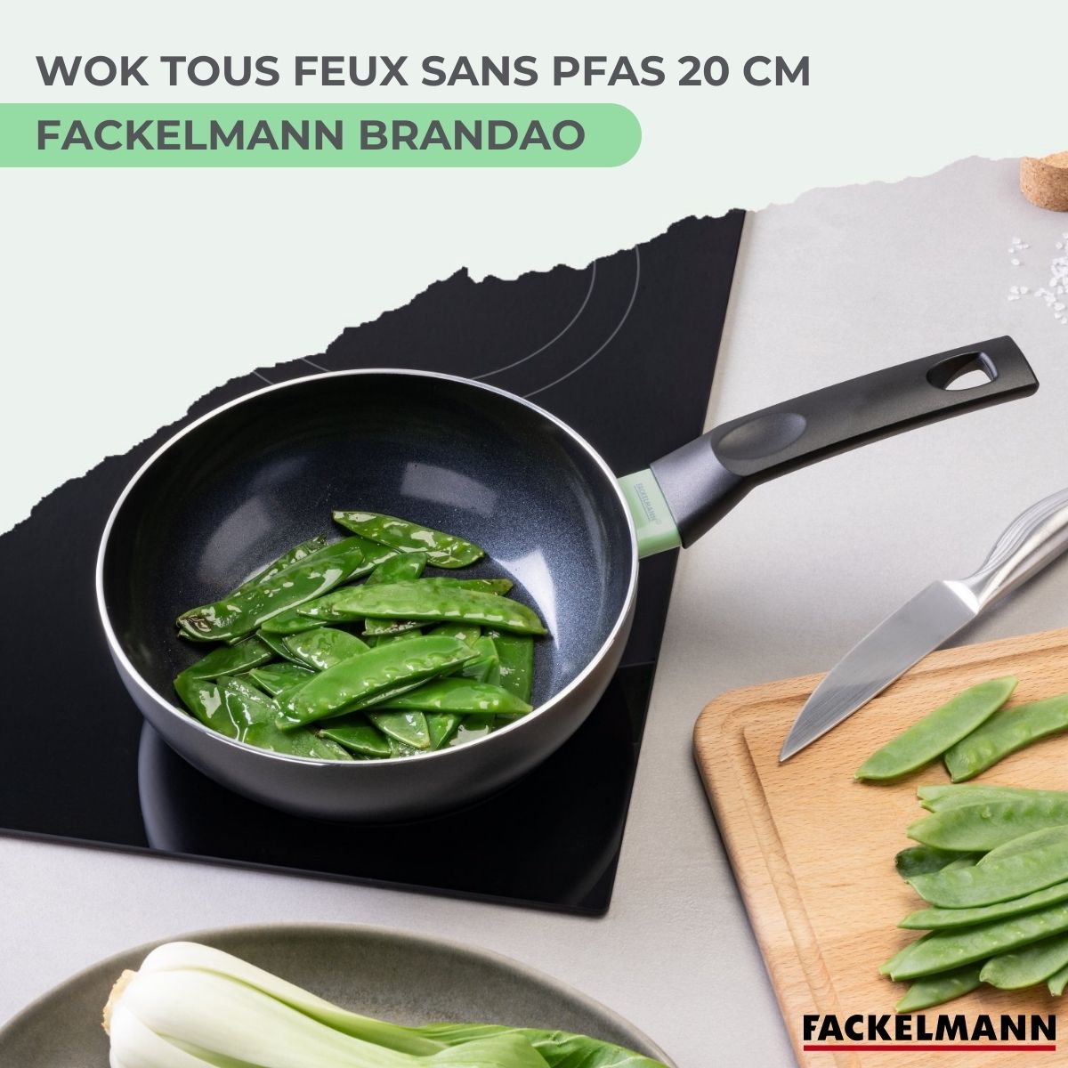 Wok 20 cm aluminium revêtement céramique antiadhésif sans PFAS  Brandao Fackelmann - Mathon - 2