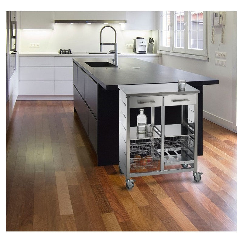 Grande desserte de cuisine malmö inox – élégance inox, capacité xxl et mobilité professionnelle Don Hierro - Mathon - 8