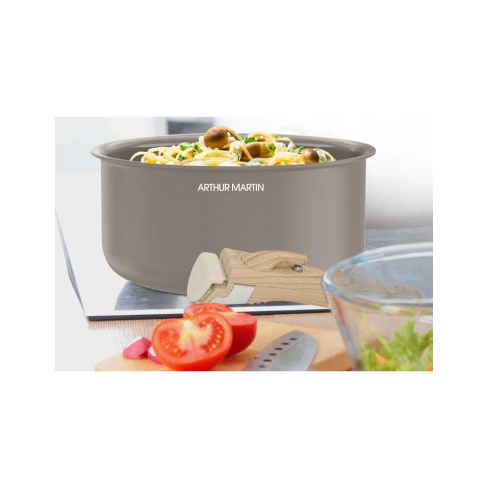 Batterie De Cuisine - Tous Feux Dont Induction -   - Am9192 - Aluminium Revetement Céramique - 5 Pieces - Taupe Arthur Martin - Mathon - 3