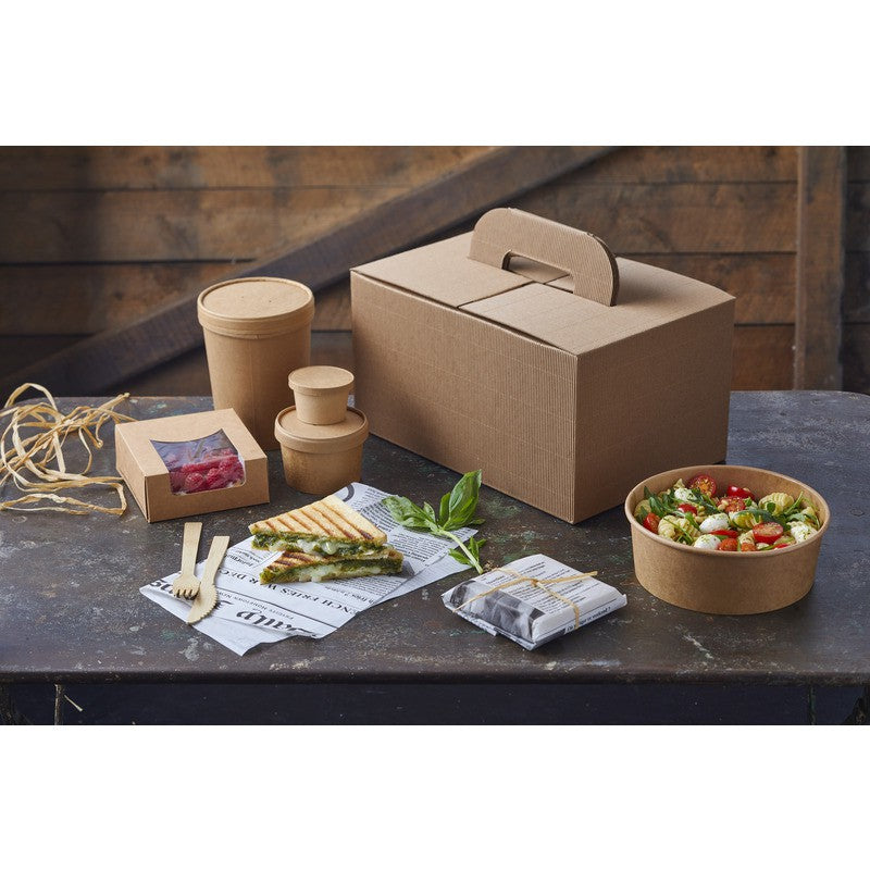 1Pcs - Boite carton kraft avec poignées "Lunchgo"  325x225x175mm FirstPack - Mathon - 4