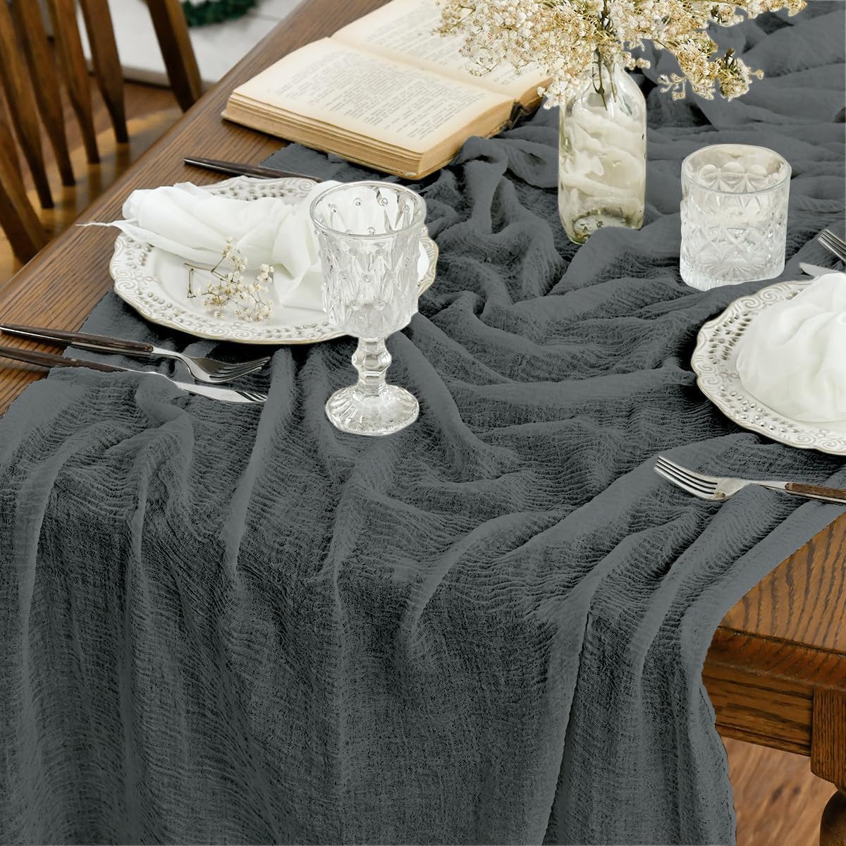 Chemin de table Artoid Mode 300 cm gris Vendos85 - Mathon