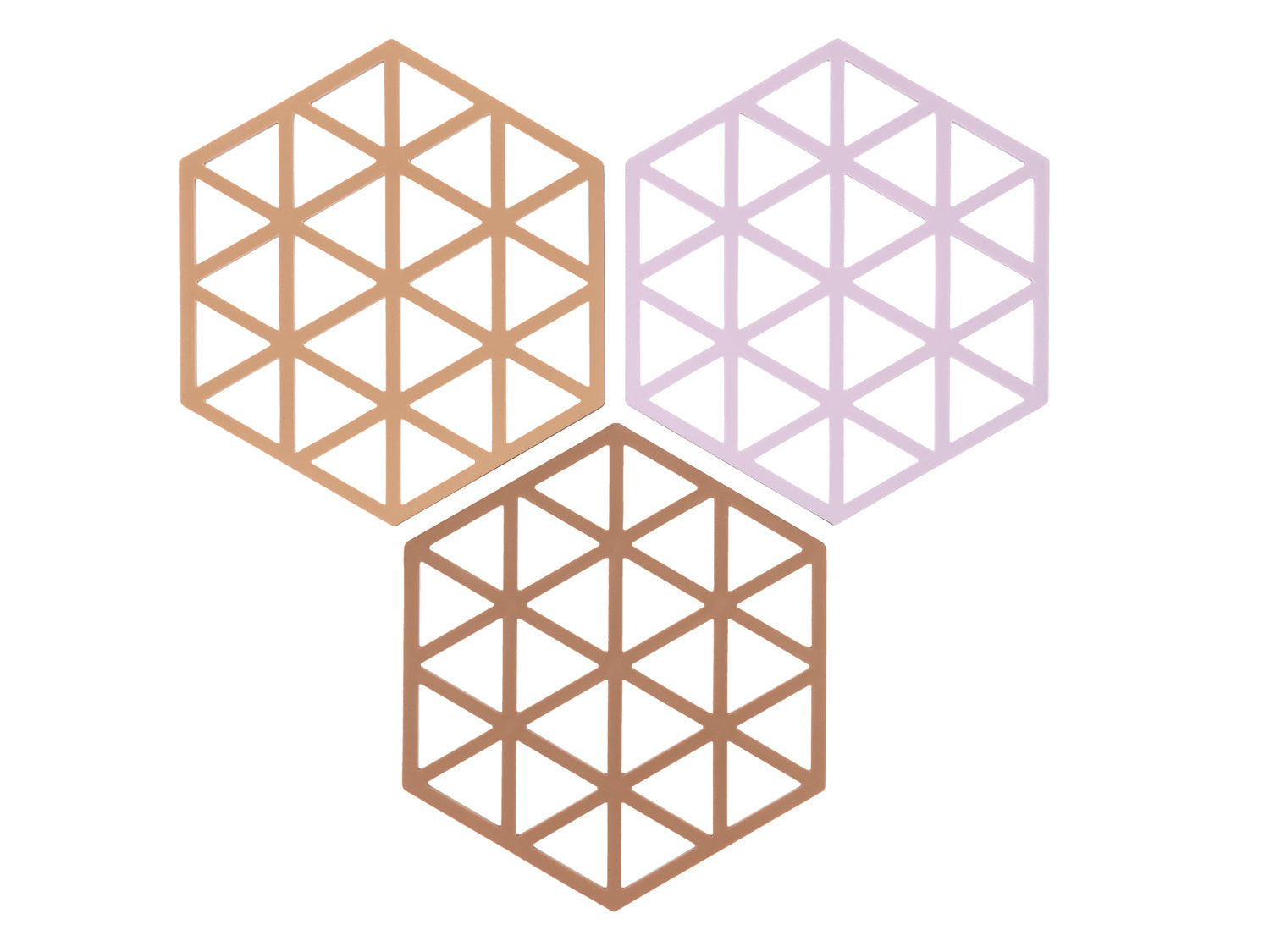 Set de 3 dessous-de-plat TRIANGLE en silicone Light Terracotta/Lupin/Amande Zone Denmark - Mathon - 2