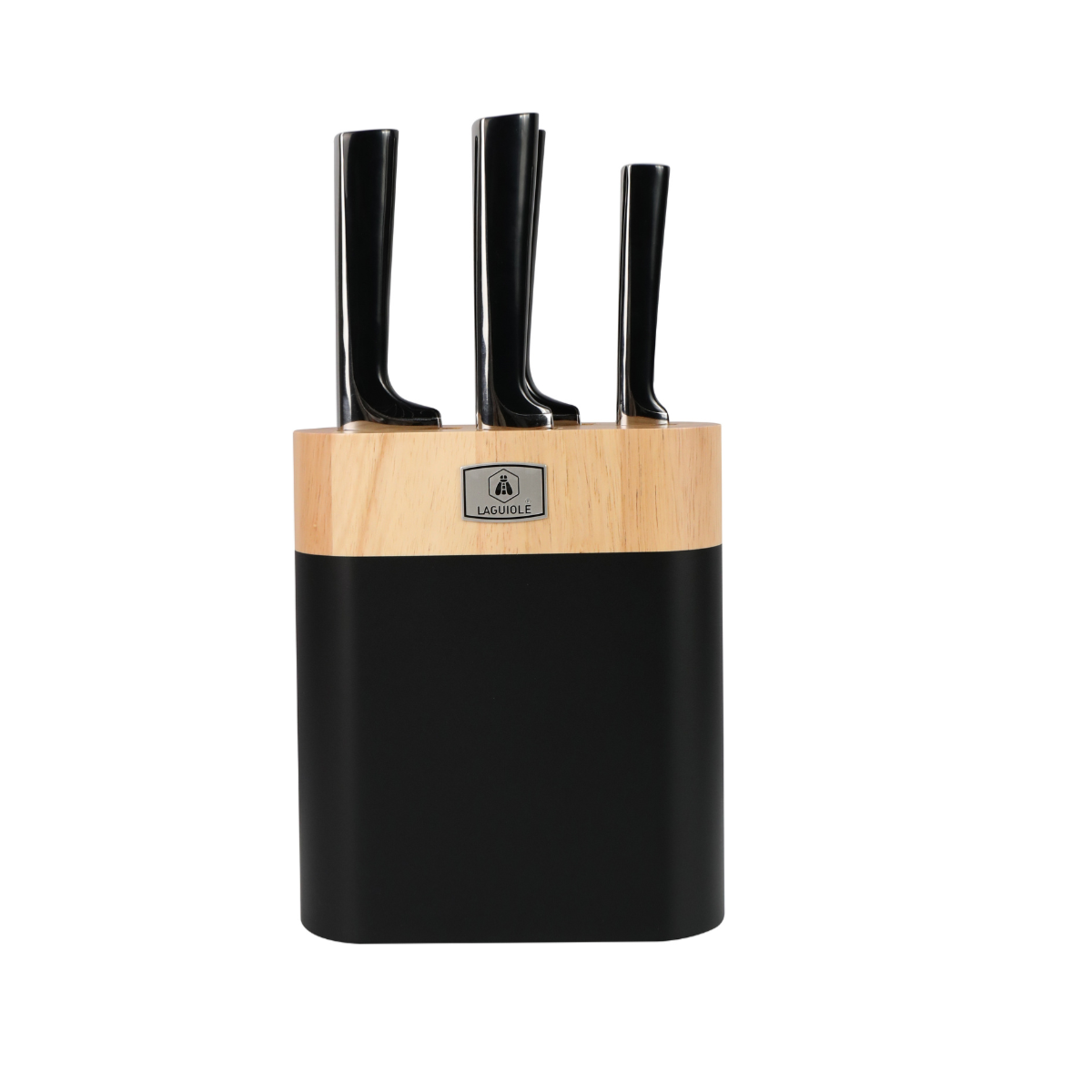 Bloc de 4 couteaux en acier noir - "Scintibois" Laguiole Cuisson - Mathon - 1