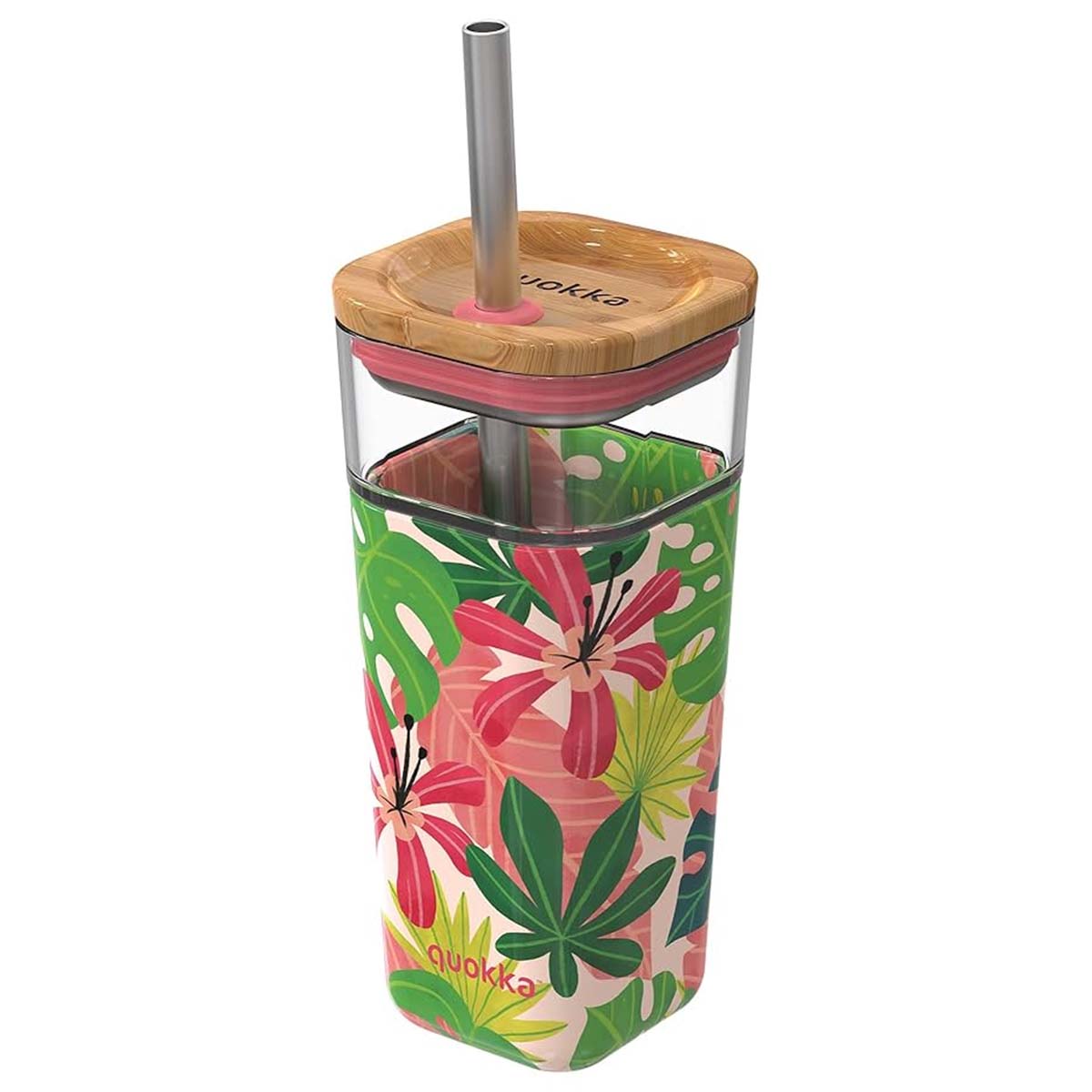 Travel mug Liquid Cube pink jungle 54 cl Quokka - Mathon - 1