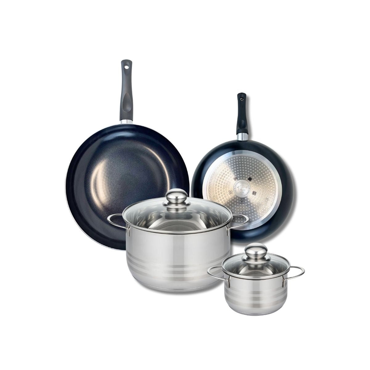 Ensemble de 2 Poêles de cuisson 24 et 28 cm et 2 faitouts 16 et 24 cm  Prima Brillant Elo - Mathon - 1