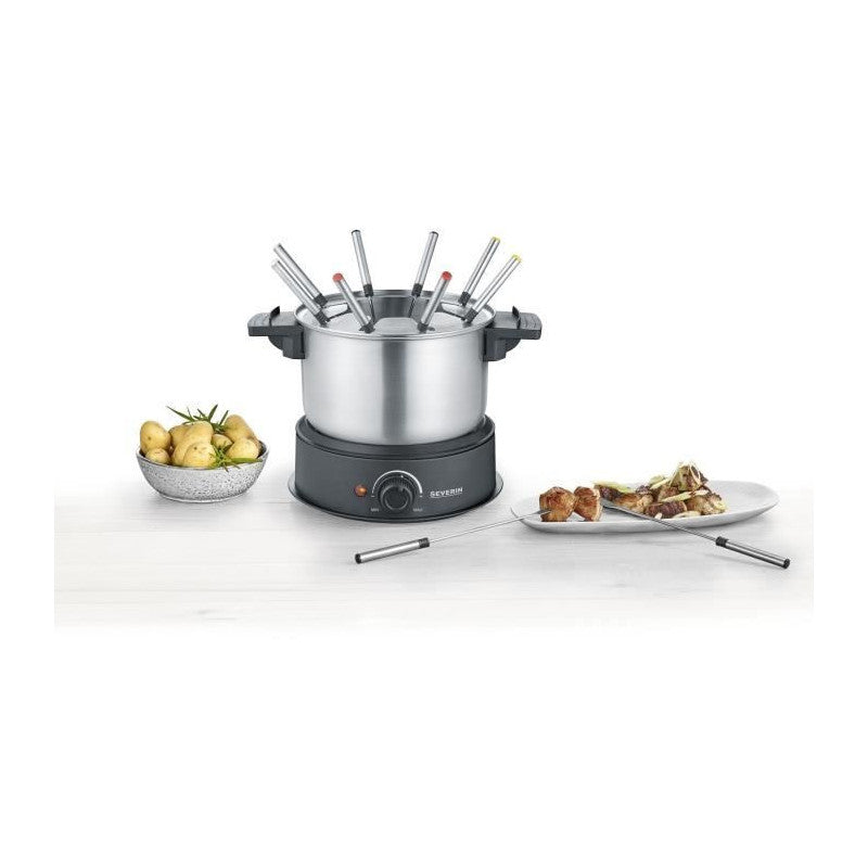 Fo2473 Fondue Electrique 8 Personnes Avec Caquelon Inox Amovible, Inclus : Protection Anti-projections Et 8 Fourchettes Severin - Mathon - 4