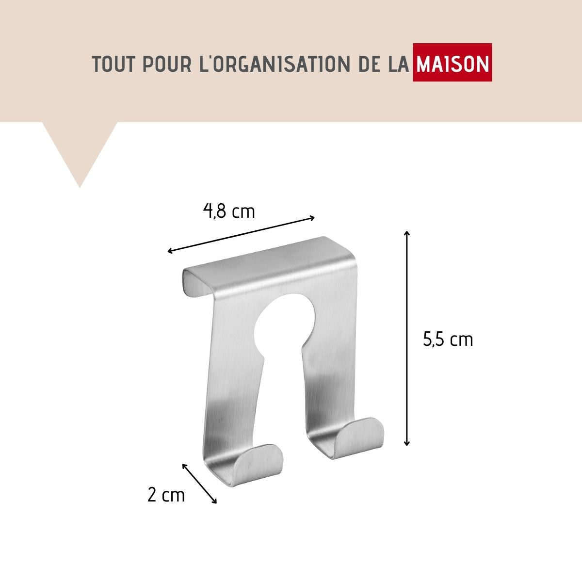 Crochet de porte en acier inoxydable  Tecno Fackelmann - Mathon - 3