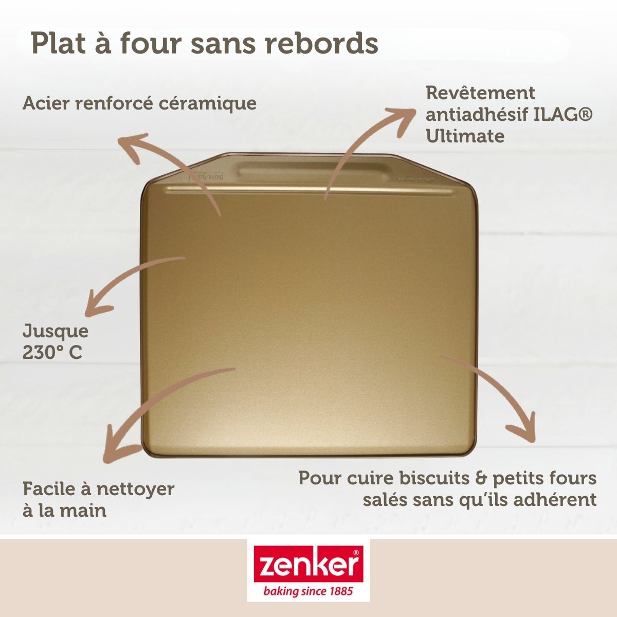 Plaque à pâtisserie sans rebords 36 x 33 cm Zenker Mojave Gold Zenker - Mathon - 5