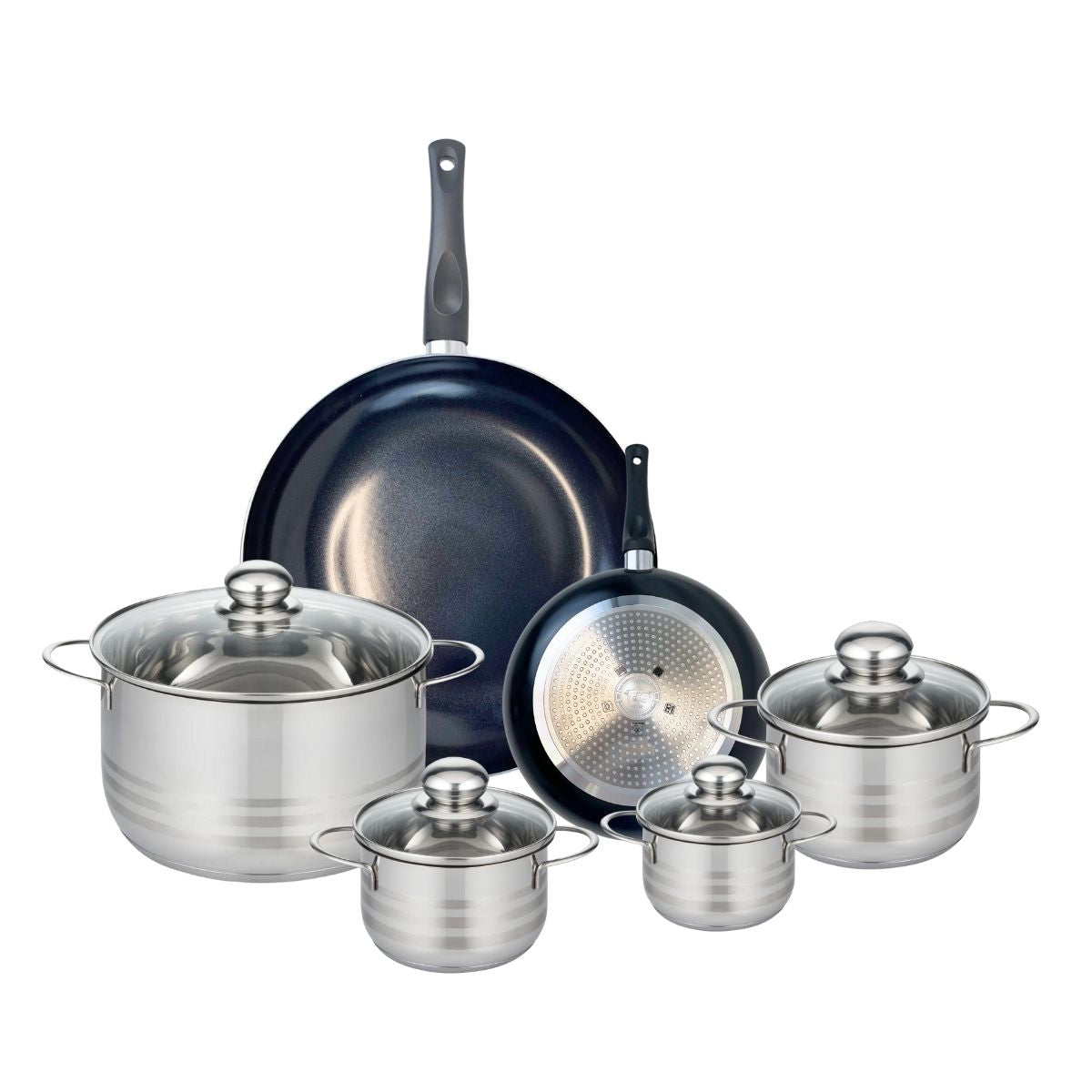 Ensemble de 2 Poêles de cuisson 20 et 32 cm et 4 faitouts 12, 14, 16 et 24 cm  Prima Brillant Elo - Mathon - 1