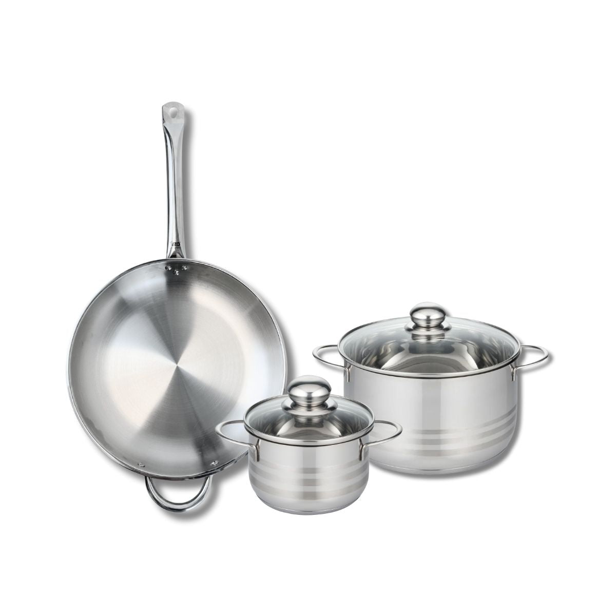 Ensemble de 1 Poêle de cuisson 32 cm et 2 faitouts 16 et 24 cm  Profi Brillant Elo - Mathon - 1