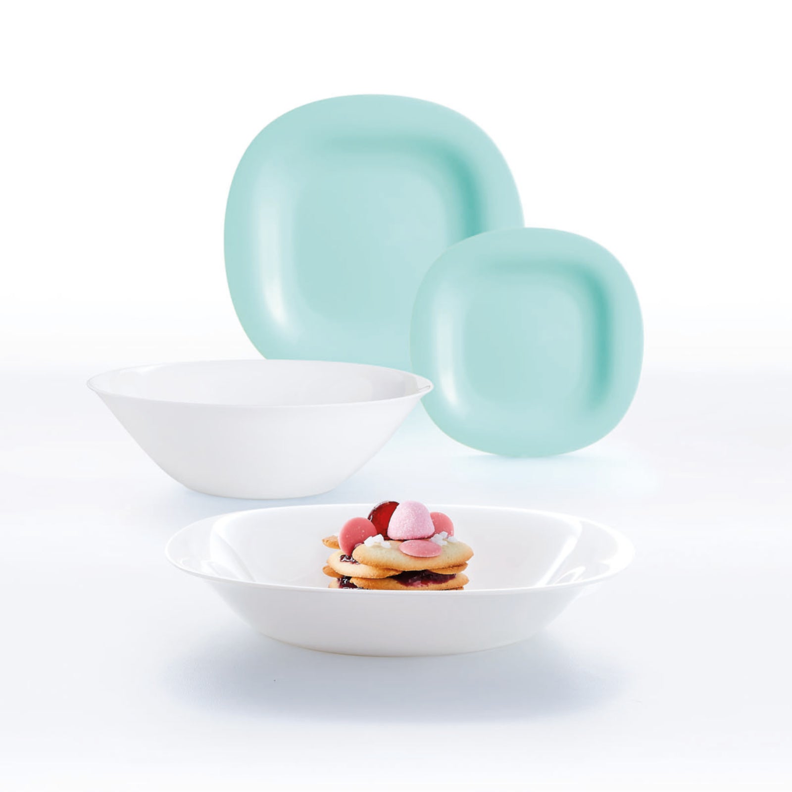 Service de table 19 pièces Carine Light Turquoise & White Luminarc - Mathon - 1