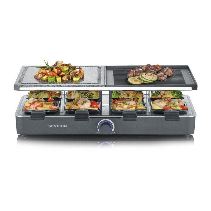 Raclette Gril   - Rg2376 - 8 Personnes - Pierre De Cuisson Naturelle Et Plaque Réversible Antiadhésive - Thermostat Rég Severin - Mathon - 5