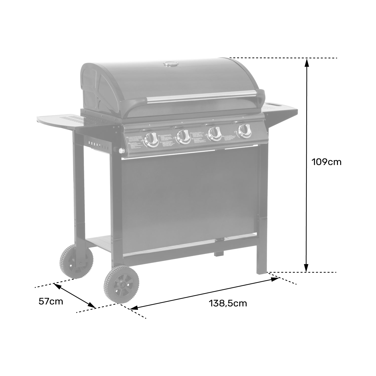 Barbecue au gaz RENO - 4 brûleurs avec thermomètre 14kW Happy Garden - Mathon - 2