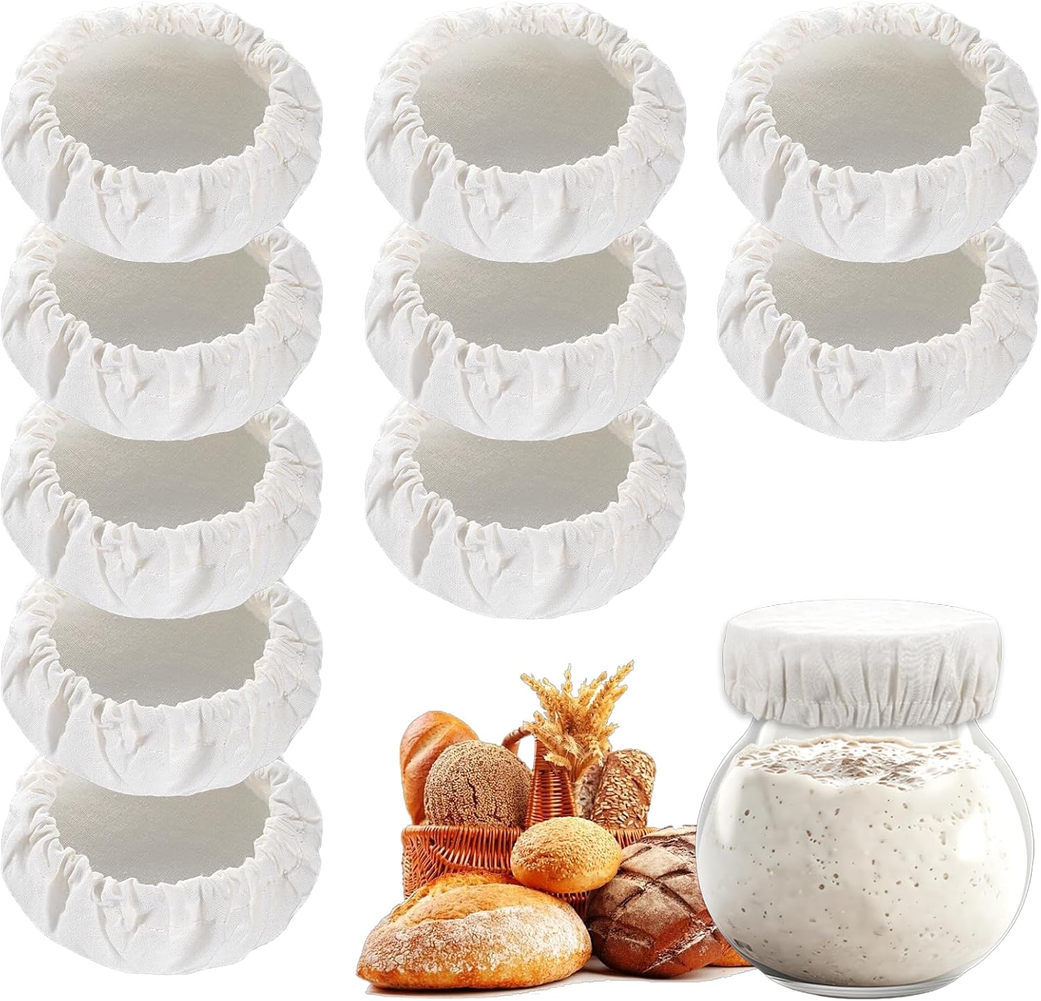 Lot 10 couvercles en coton pour bocaux à levain Vendos85 - Mathon