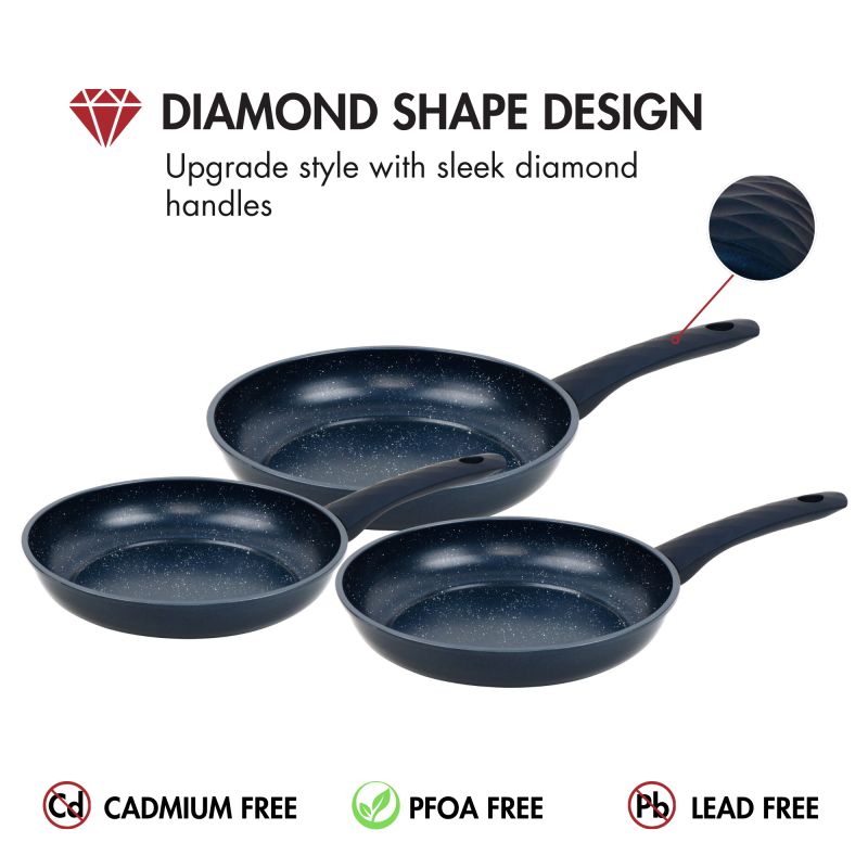 Ensemble de poêles à frire forgées revêtement en marbre Bleu 3 pièces Herzberg  HG04777-BLU Herzberg - Mathon - 5