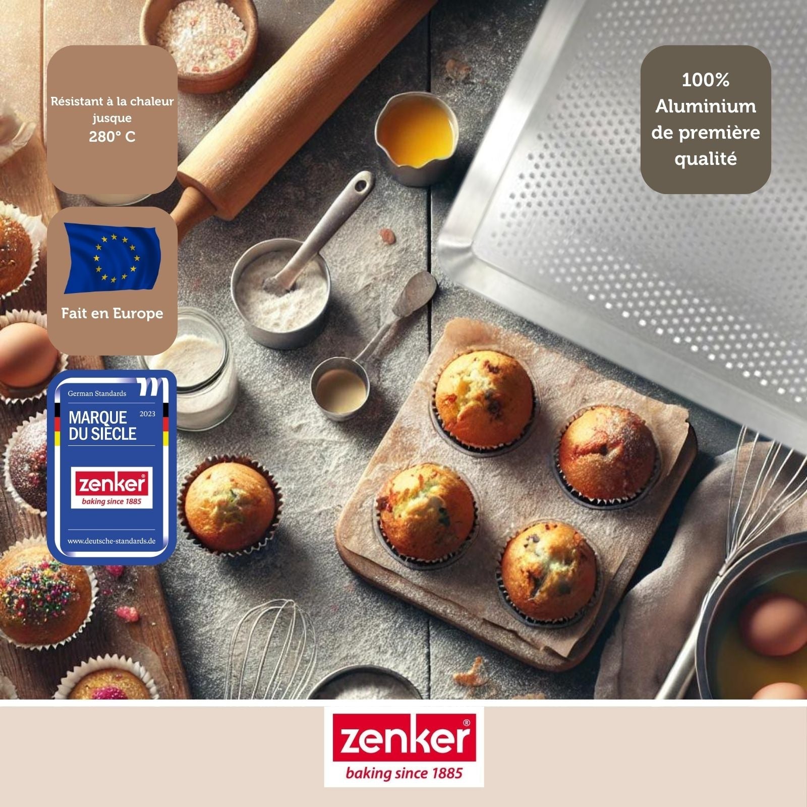 Plaque à pâtisserie perforée 40 x 30 cm en alu 18/10 Zenker Special Cooking Zenker - Mathon - 2