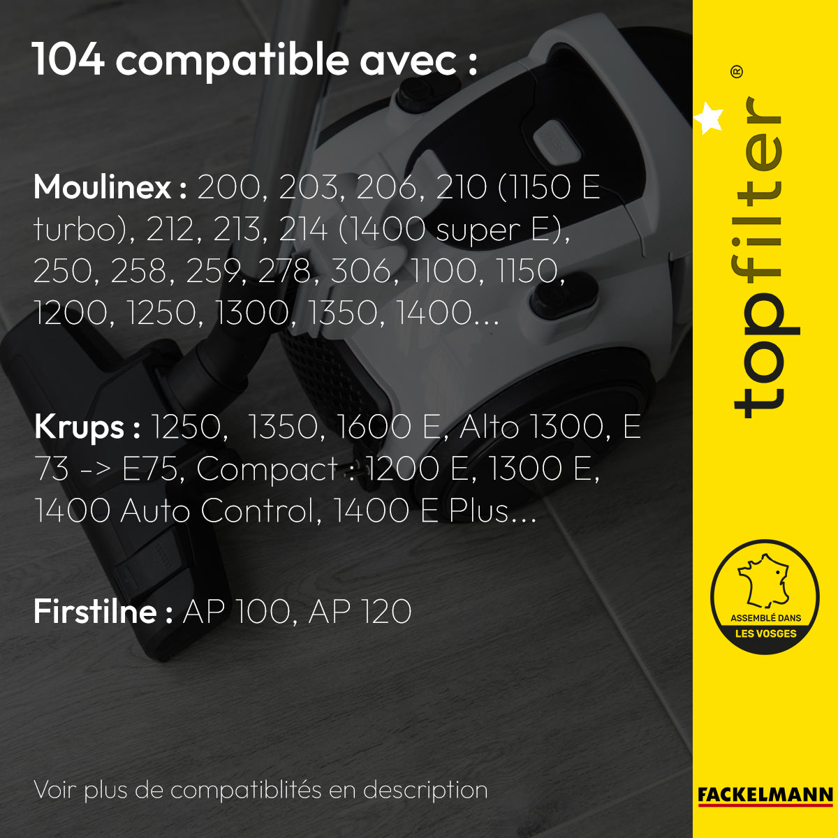 Lot de 4 sacs aspirateur pour Moulinex Krups TopFilter Premium TopFilter - Mathon - 2
